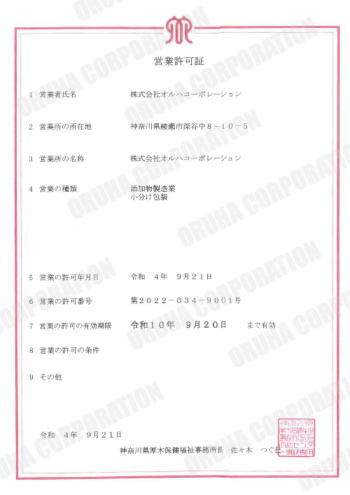 食品衛生法に基づく製造許可